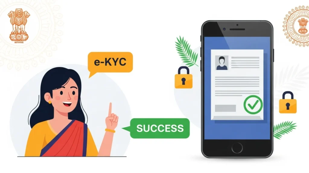 e-KYC Ladki Bahin Yojana: लाडकी बहीण योजनेची e-KYC करणे; विधवा, निराधार व घटस्फोटित महिलांसाठी अनिवार्य: संपूर्ण माहिती जाणून घ्या. 4 e-KYC Ladki Bahin Yojana